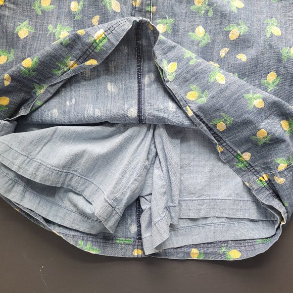 Summertime Lemon Print Denim Skirt Chambray Skort - Picture 3 of 6